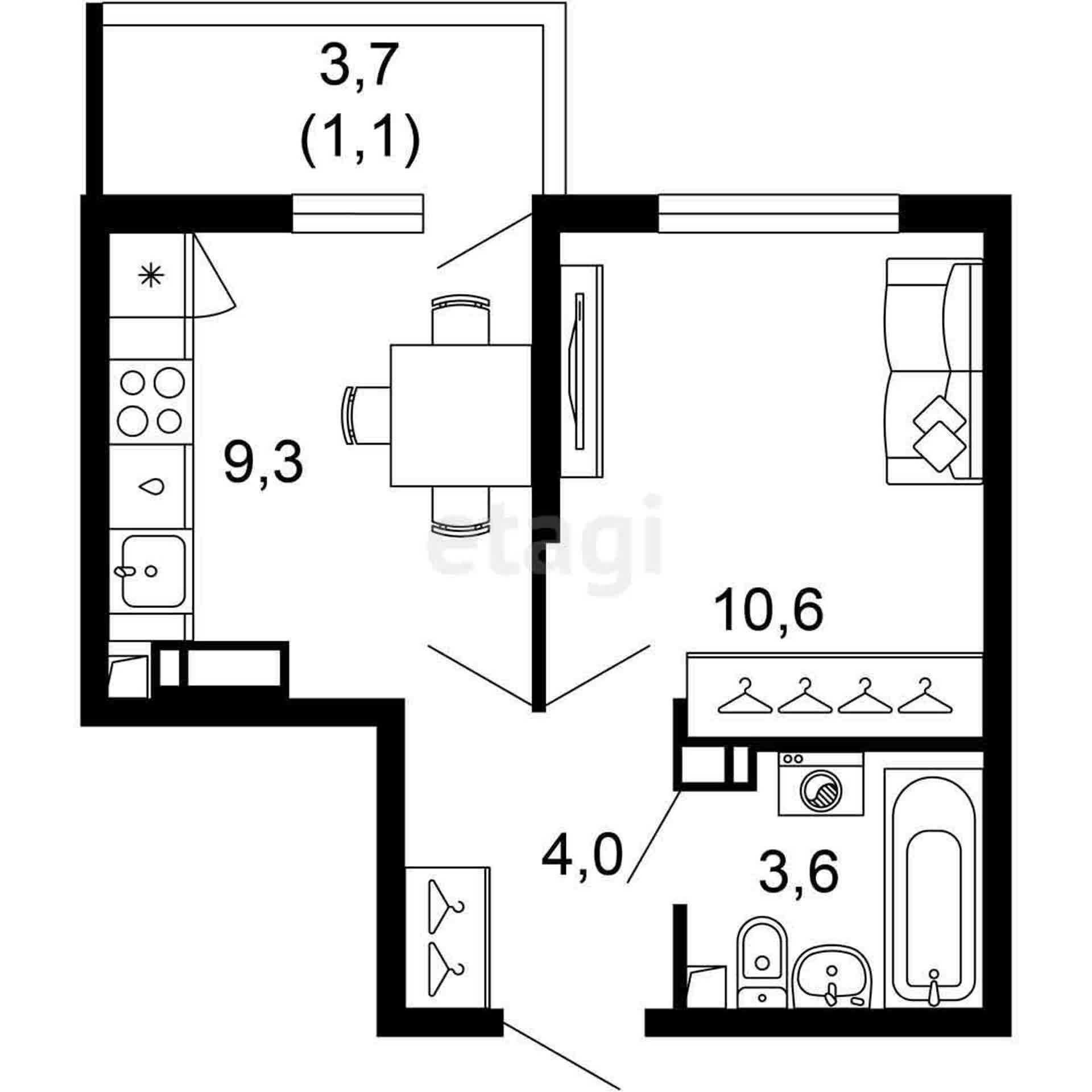1-комн. квартира, 28 м²